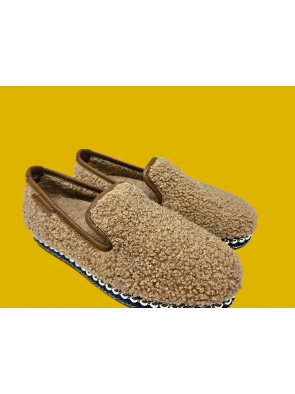 Chelsea & Violet Sherpa Slip-On Espadrille Latte Flats Size 6 NWB